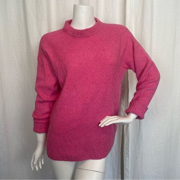 Something Navy Pink Flecked Crewneck Sweater Women’s Size Small - Picture 2 of 7